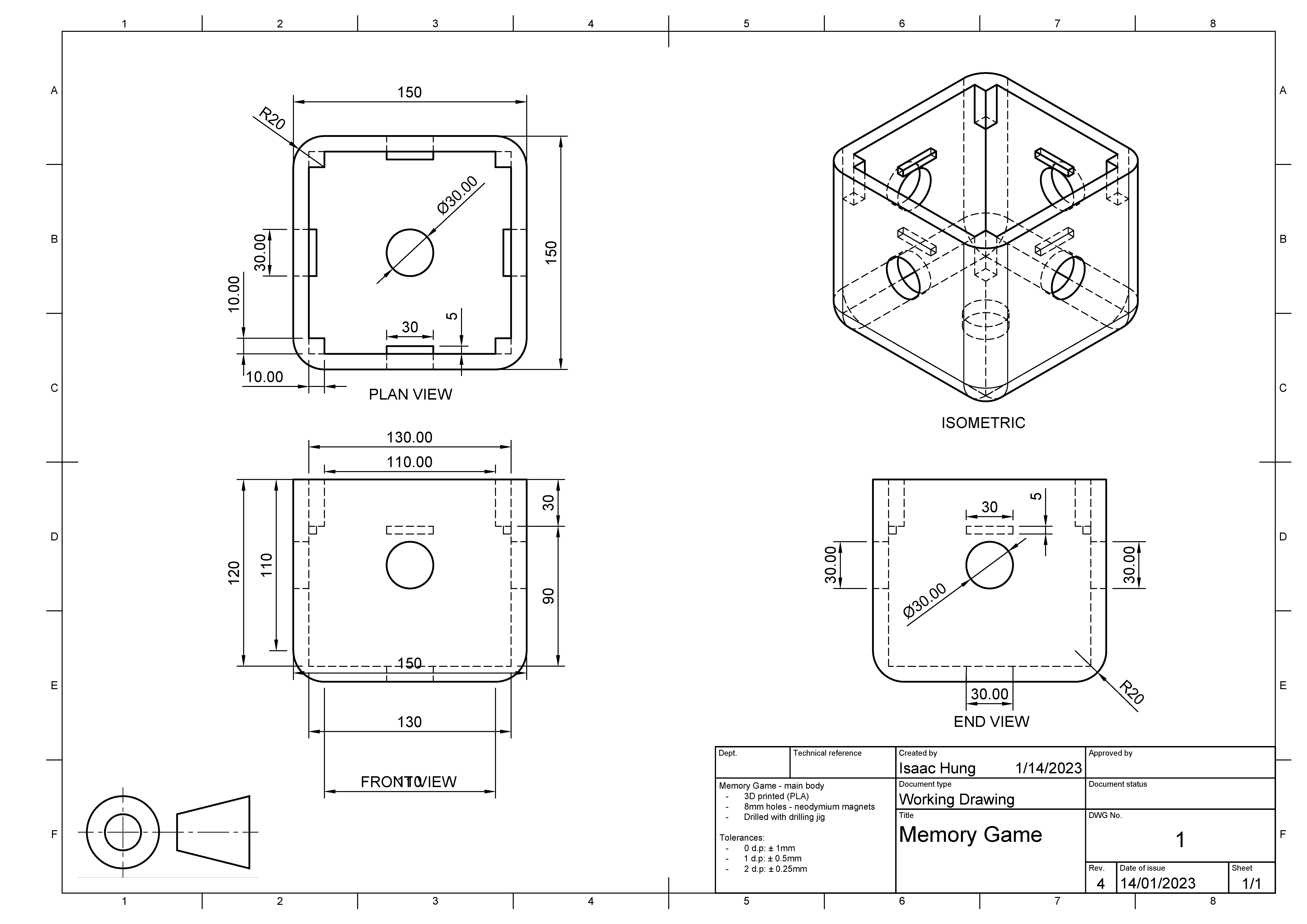 Main body working drawing