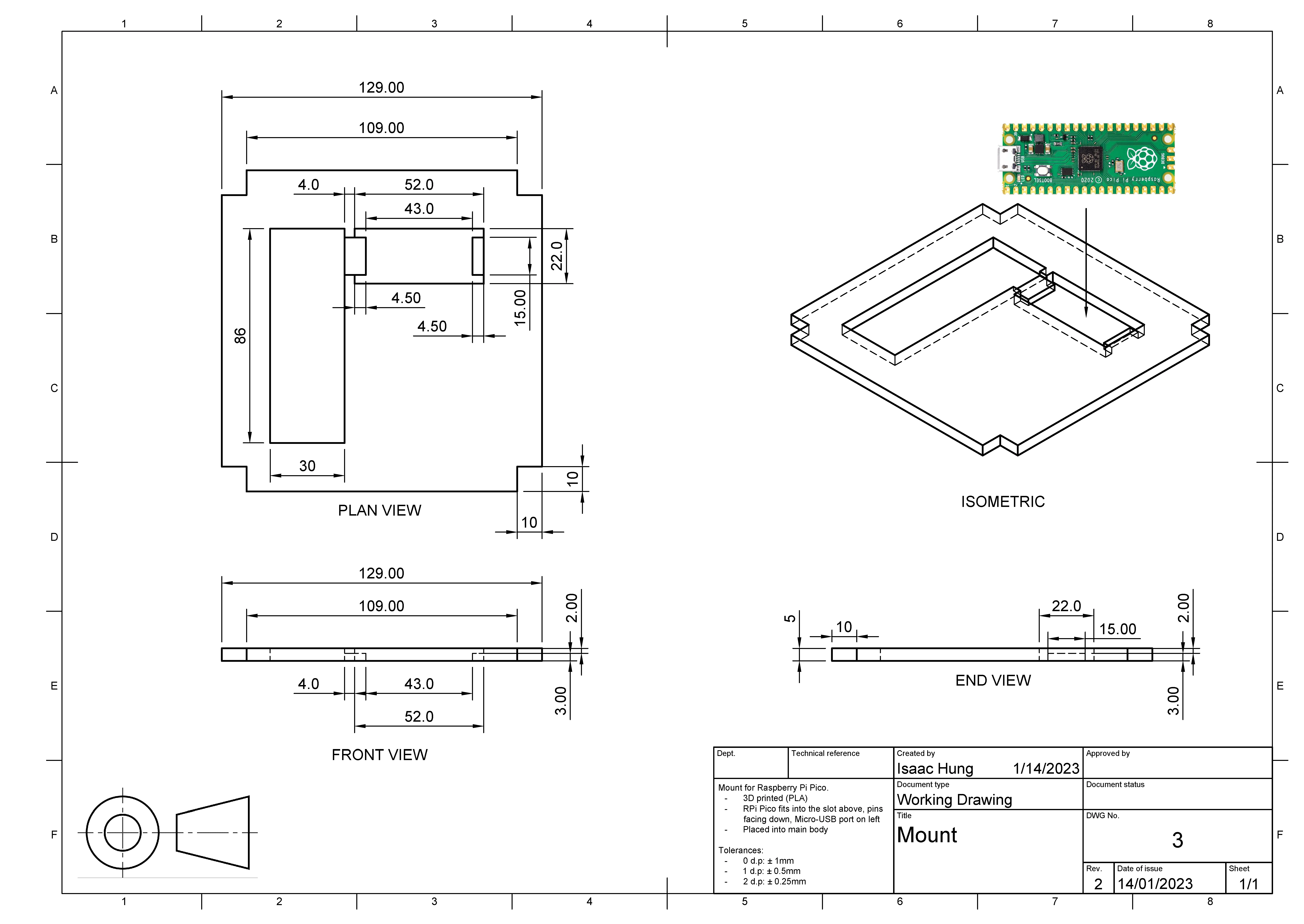 Mount working drawing